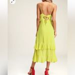 Lulus Island Time Lime Green ruffled midi dress beach vacation spring summer Size L Photo 6