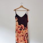 House Of CB Mariamma Dark Brown Floral Printed Satin Maxi Dress Photo 9