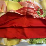 BCBG Paris 100% Silk Strapless Yellow Red Floral Lined Mini Dress Empire Waist 2 Photo 6