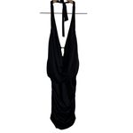 Bar III Women's Draped Cowl Neck Halter Neck Swim Dress Black Size Small New Photo 1