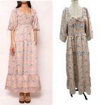 Ivy City Co. Nora Maxi Dress Floral Print Smocked Orange Blue Plus Size 1X Photo 1