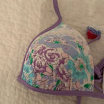 Aerie  Floral Purple Bikini Top Medium Photo 1