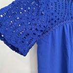 Lilly Pulitzer Amenna Shift Dress Royal Blue Mini Length Crochet Detail - Size 8 Photo 2