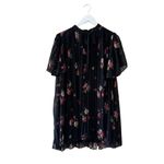 ZARA Black Floral Pleated Romper Playsuit Mini Dress Bohemian SZ S Photo 5