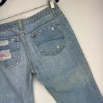 Aeropostale Y2K Light Wash Distressed Flare Jeans Sz 7/8 Short Floral Paint Photo 12