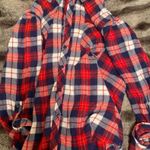Red, White, and Blue Flannel Shirt Size M Photo 2