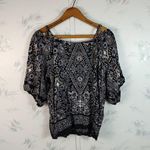 Angie Black Floral Print Top Photo 7