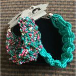 Women’s beaded bracelets. Multicolored blue green pink white gold. Braided Photo 1
