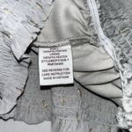 By The River Womens Gray Sheer Squared Neck Gold Speckle Crop Smocking Top small Photo 6