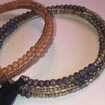 Lot of 2 Frosted Beads Plastic Beaded Boho Wrap Bracelets Orange Photo 3