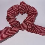 STRIPED Chiffon 2 in 1 Tie Bow Scrunchie Hair Accessory Red Photo 1