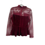 Charlotte Russe Women's Burgundy Velvet Mesh Peplum Blouse Juniors L Photo 10