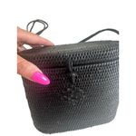 TLC Black Straw Woven Summer Crossbody Picnic Bag Photo 1