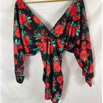 ASOS NWT DESIGN volume sleeve rose floral button bodycon mini dress size 2 Photo 5