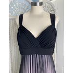 Betsy and Adam Black Silver Ombre Pleated Gown Metallic Empire Waist Dress 14 Photo 3