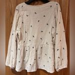 Madewell ‎ Antique Cream Lightspun Peplum Wrap Top in Black Tiny Bows Size XS Photo 9