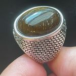 Natural tigers eye stone ring size 9 Silver Photo 5