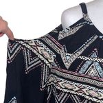 Jessica Simpson  Women's Cold Shoulder‎ Top Blouse Multicolor Aztec Print Large Photo 2