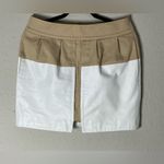 Anthropologie  Leifsdottir leather and cotton Tan and White Pencil Mini Skirt Photo 0