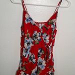 Xhilaration  Sleeveless Romper Red White Floral Photo 2
