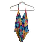 Marine layer  Plunge One Piece Swimsuit in Yellow Hibiscus Floral Size Small NWOT Photo 1