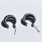 Stainless Steel Chunky Twist Croissant Style Hoop Earrings Dainty Silver Photo 5