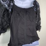 Boutique Black Corset Top With Long Lace Sleeves Bow New Small Photo 6