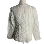 Buttons Vintage Button Up Jacquard Blouse L White Heart  V Neck Lace Long Sleeves Photo 4