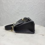 Vintage Italian Mini Black Leather Top Handle Bag Gold Buckle Made in Italy Photo 14