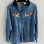 American Vintage Vintage‎ Embroidered Denim Shirt Size Large Photo 0