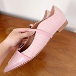 Malone Souliers • Maureen Leather Ballet Flat pink croc embossed leather strappy Photo 6