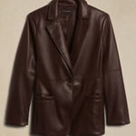 Banana Republic  Brown Vegan Faux Leather Blazer Jacket size 16 Roasted Cocao Photo 0