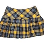 Vintage Yellow Plaid Pleated Ultra Mini Skirt y2k Size L Photo 1