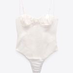 ZARA  White Sleeveless Off White Linen Blend Corset Bustier Bodysuit Size Latge Photo 1