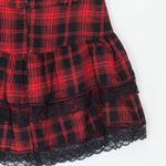 Romwe  Womens Plaid Lace Up Mini Skirt Size M Red Skater Grunge Punk Emo Tiered Photo 6