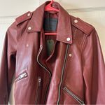 ALLSAINTS Balfern Belted Leather Biker Fire Red Jacket Photo 4