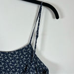 Brandy Melville Women's Mini Dress Navy Blue Floral Tiered Flowy Tie Back Small Photo 6