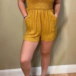 American Eagle Ruched Top Shorts Yellow Striped Romper Jumpsuit - XS Photo 1