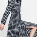 ZARA  Woman Green Plaid Check Button Front Dress Photo 1