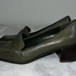 Predictions Vintage Green Leather Block Heel Chunky Loafers 7.5 Photo 2