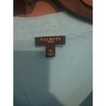 Talbots Blouse Womens XL Silk Short Sleeve Blue Beaded Sweater Cardigan Shirt Photo 2