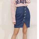 J.Crew Jeans Women's Asymmetrical Button Front Denim Skirt Sz 31 Cotton Stretch Photo 0