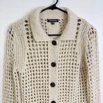 Stateside Cardigan Sweater Womens XS Beige Button Up Open Knit Crochet NWOT Photo 1