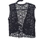 SUMMER AWAY Crochet Tie Front Vest Top Black NWT Small Photo 2