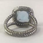 Simulated Aquamarine Cocktail Ring Accent Small Faux Diamonds size 7 braided Blue Photo 3