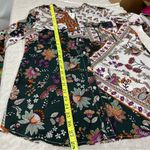 Calvin Klein NWT S Floral Blouse long sleeve roll tab button down v- neck office Photo 6