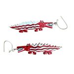 Alligator Earrings for Pierced Ears Red Lightweight Dangle Drop Crocodile Photo 0
