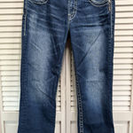 Silver Jeans  Suki Capri Low Rise Straight Dark Stitching Size 29‎ Embroidery Photo 0