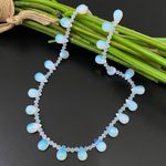 Opalite Teardrop Top Drilled Beaded 18” Necklace W/ Sterling Silver Clasp 32g. White Photo 0