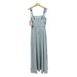 Dessy Collection Square Neck Luxe Chiffon Bow Shoulder Dress in Mist size 8R NWT Blue Photo 11